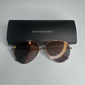 Burberry Nova Check Pilot Mirrored Aviator Sunglasses Metal Frame B3092QF